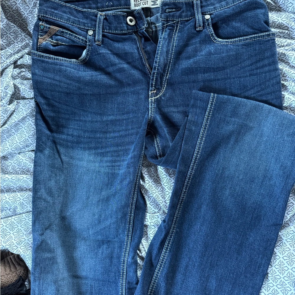 Men's Dark Blue Ariat Relaxed Boot Cut Jeans